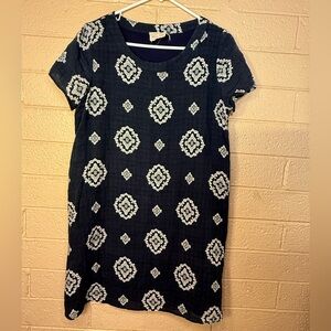 Navy and White Patterned Dress